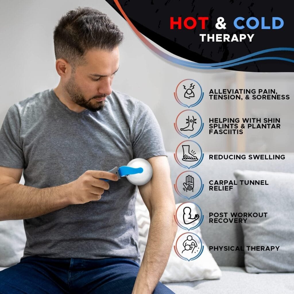PRIME Fitness Cold Massage Roller Ball | Cold Therapy | Ice Roller Ball with Handle | cryo Stick | Relieve Muscle Pain (Blue)