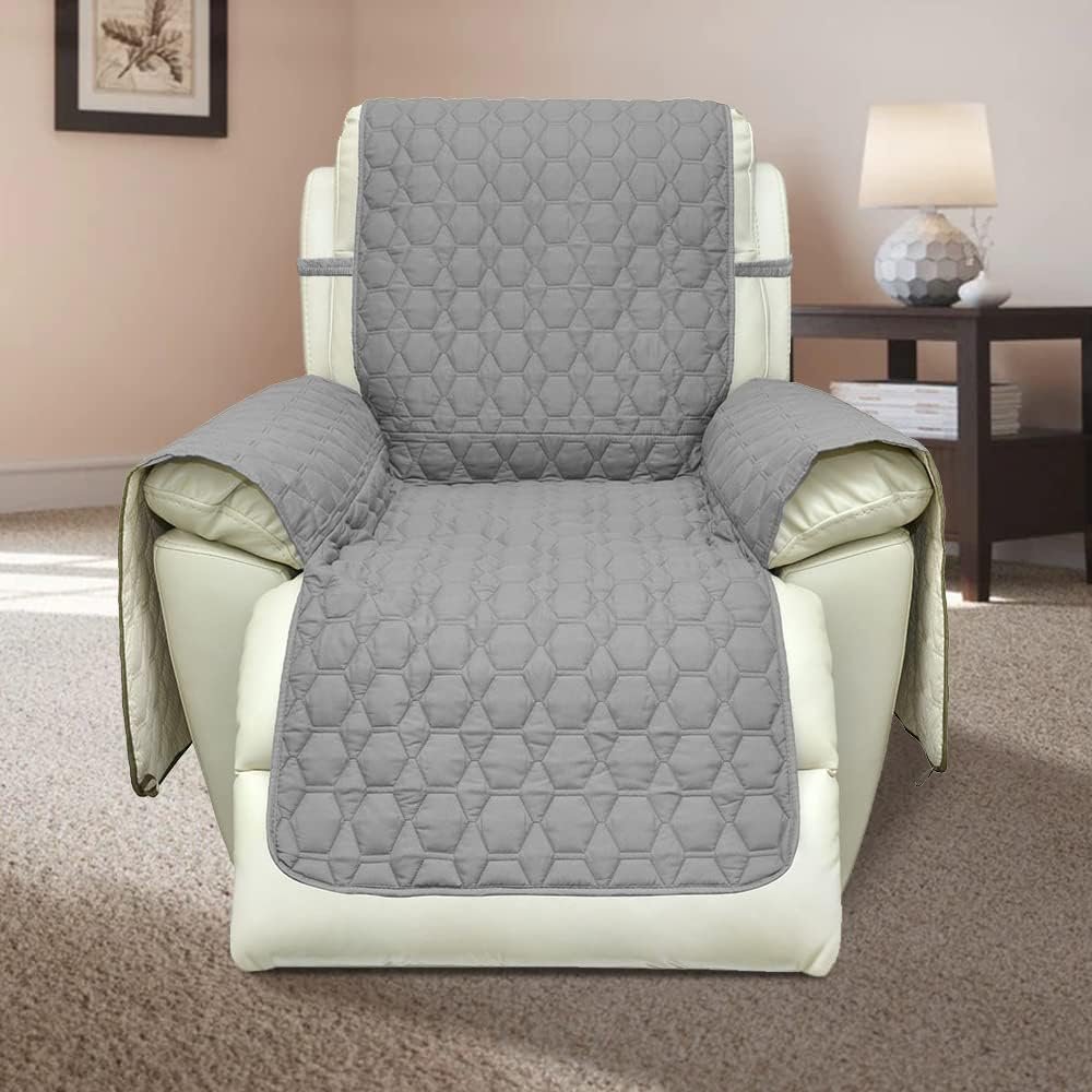 RBSC Home 30 Inch Recliner Cover 100% Waterproof Anti-Slip Large Recliner Slipcovers for Pets,Seniors, Dogs,Cats and Kids,Washable Protector(30 Darkgray)