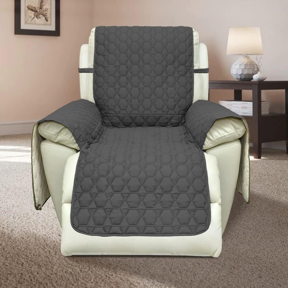 RBSC Home 30 Inch Recliner Cover 100% Waterproof Anti-Slip Large Recliner Slipcovers for Pets,Seniors, Dogs,Cats and Kids,Washable Protector(30 Darkgray)