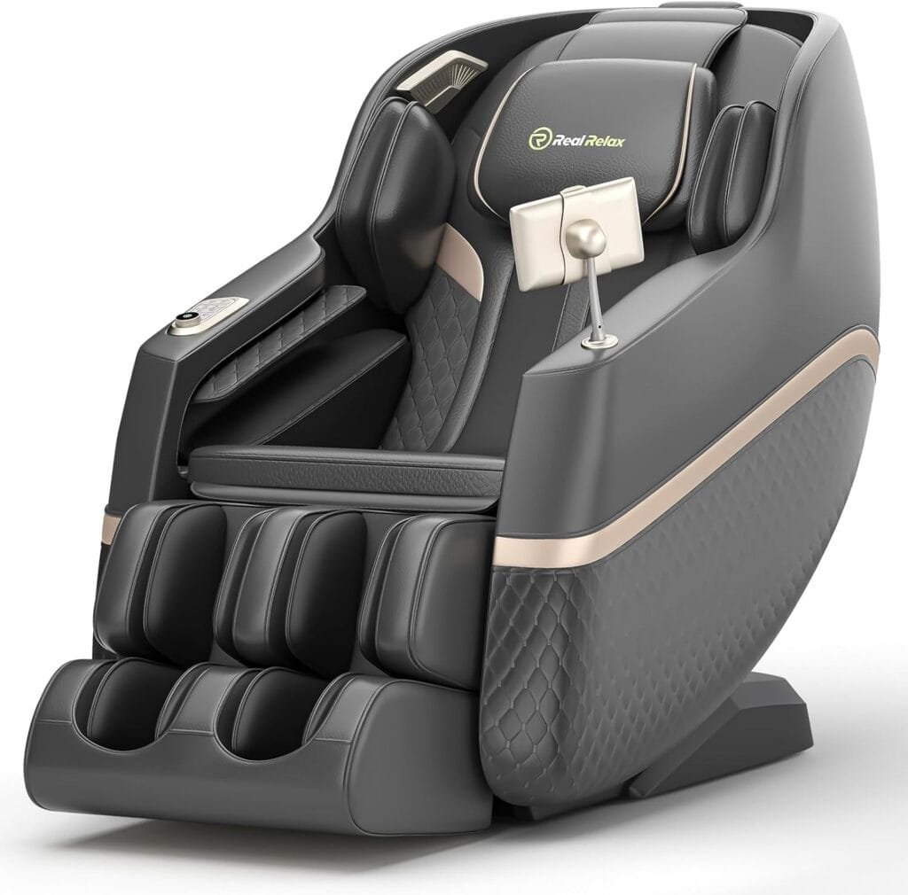 Real Relax 2023 Massage Chair, SL Track Full Body Zero Gravity Massage Chair Recliner with 18 Modes Yoga Stretch Blurtooth Heating APP Control, Favor 07 Black