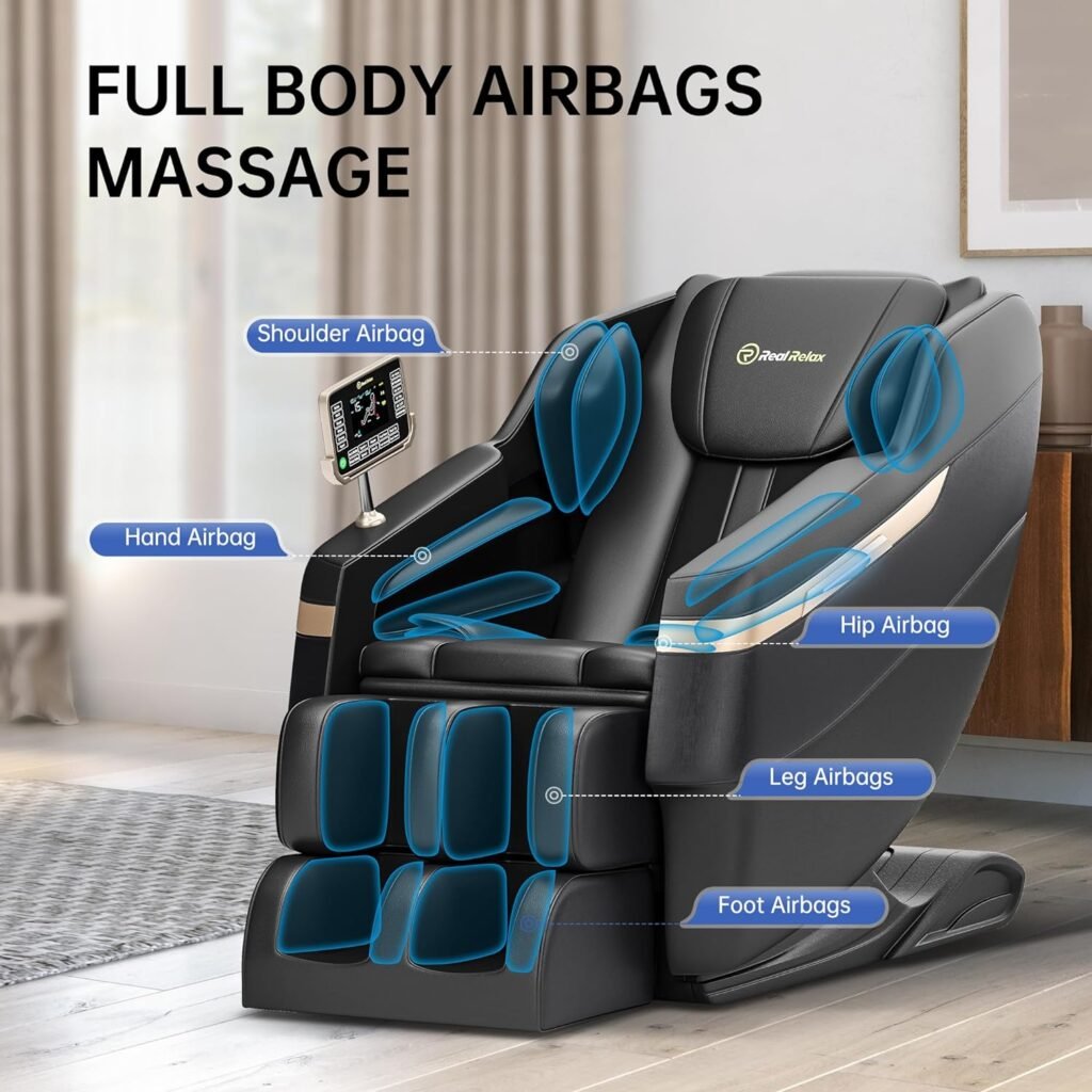 Real Relax FBM-B02300A-02 2023 Full Body Massage Chair, Black