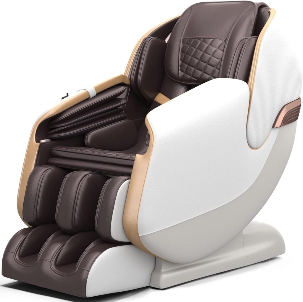 Real Relax PS3100 Full Zero Gravity SL Track Shiatsu Recliner with Shortcut Key Body Scan Heat Foot Roller Massage Chair, Brown