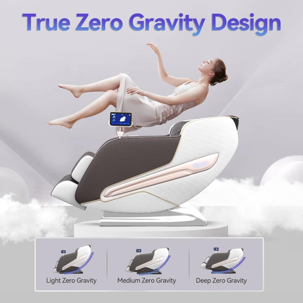 Real Relax PS6000 Massage Chair Zero Gravity Full Body SL Track Shiatsu with Handrail Shortcut Key Heat Foot Roller, 58.3D x 31.5W x 61.5H in, Brown