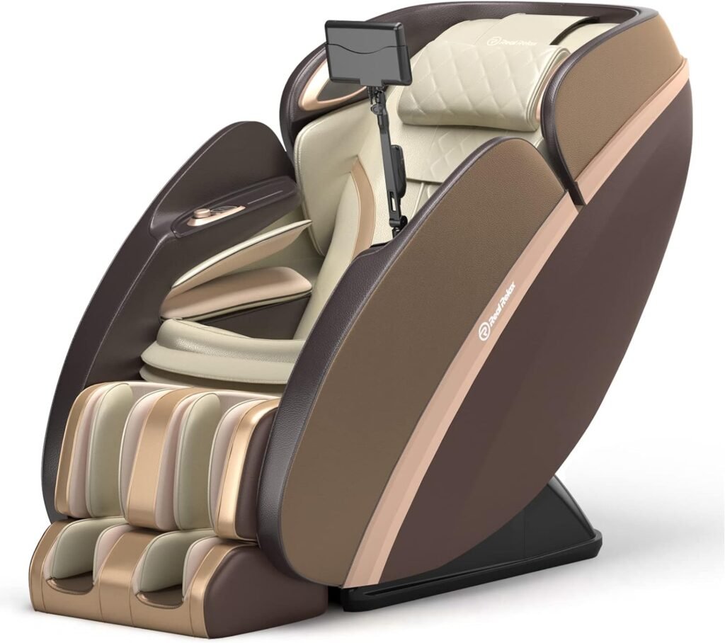 Real Relax, SL Track Full Body Zero Gravity Shiatsu Recliner with AI Care Voice Control Heating PS6500 4D Massage Chair, Dark Brown