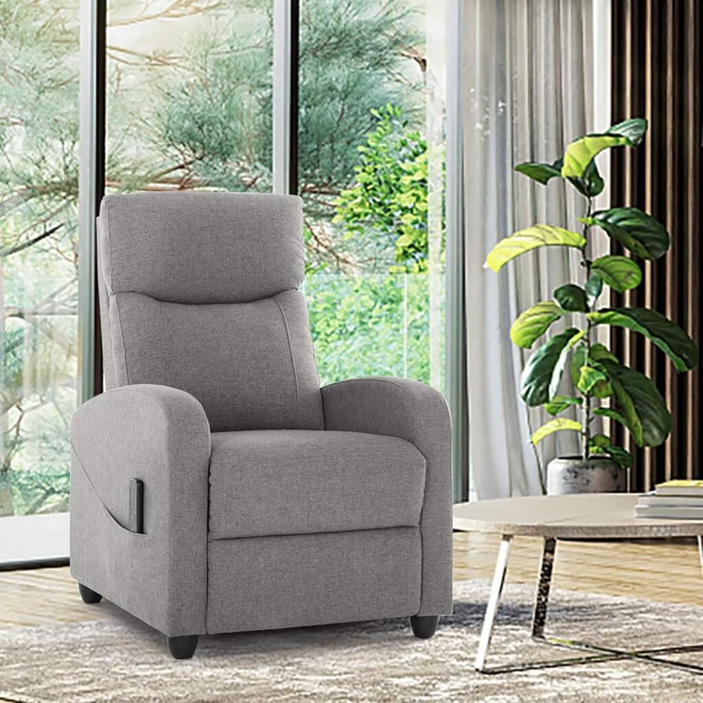 Recliner Chair, Arm Chair for Living Room Recliner Sofa Winback Single Sofa Home Theater Seating Modern Reading Reclining Chair Easy Lounge with PU Leather Padded Seat Backrest (Dark Black)