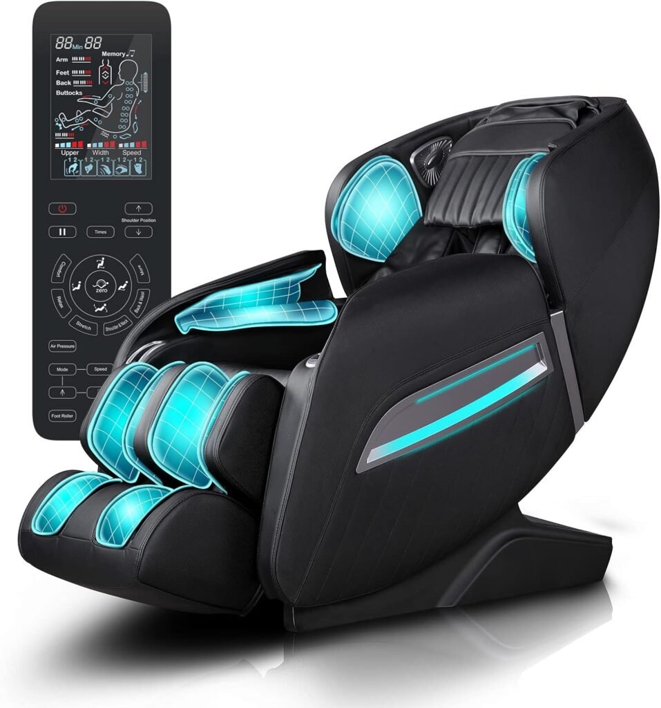 RelaxRelife Massage Chair, Full Body Massage Chairs with Zero Gravity AI Voice Control Intelligent Body Scan Detection SL Track Foot Massage 3D Massage Recliner Bluetooth Speaker Airbags Black