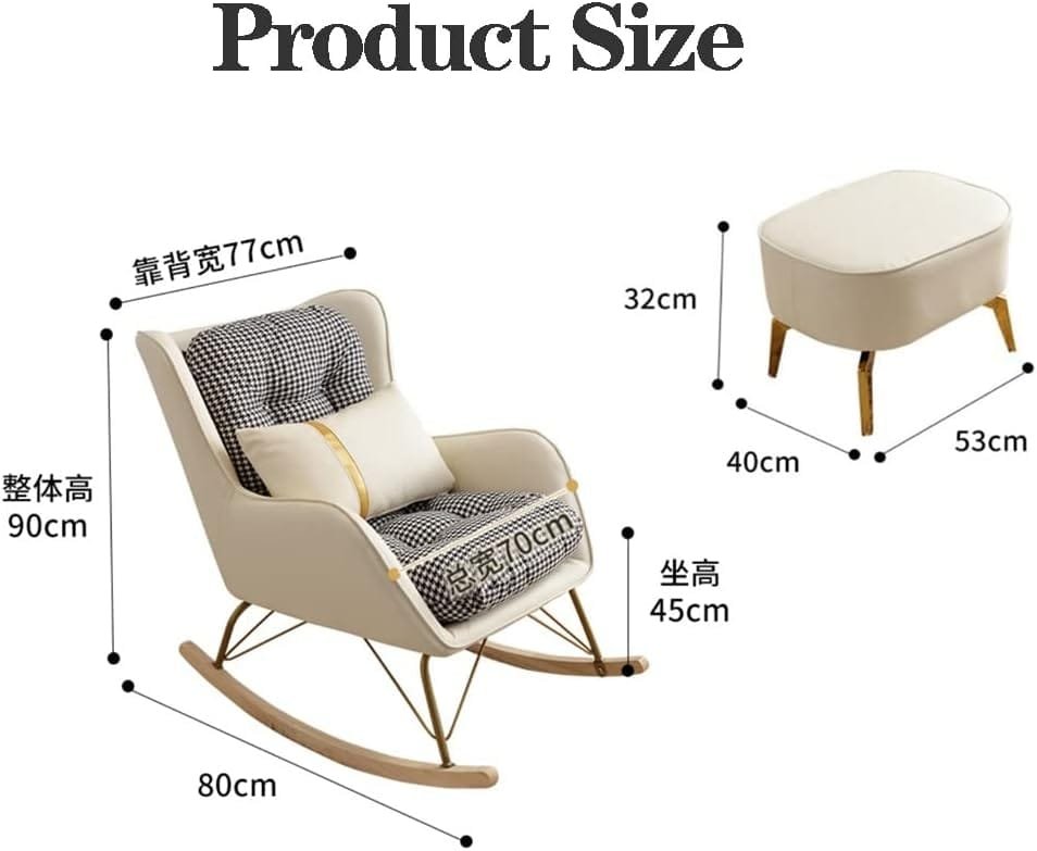 RILOOP Rocking Chair Upholstered Glider Rocker Accent Chair with Lumbar Pillow and Ottoman,Indoor Baby Chair Comfy Armchair Mid-Century Chair for Mom/Brown