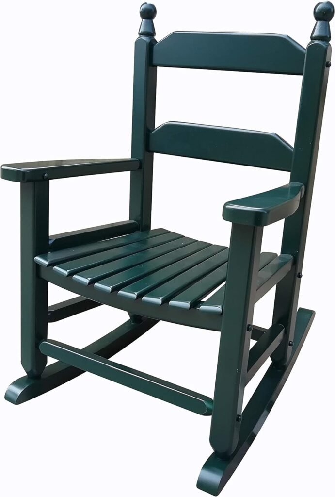 Rocking Rocker - K081DG Durable Dark Green Child’s Wood Porch Rocker/Outdoor Rocking Chair - Indoor or Outdoor - Suitable for 3-7 Years Old