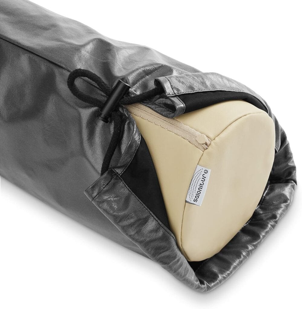 Saloniture Waterproof Cylinder Pillow Case Cover for Massage Table Bolsters - 30 x 6 Inch with Drawstring Closure, Black