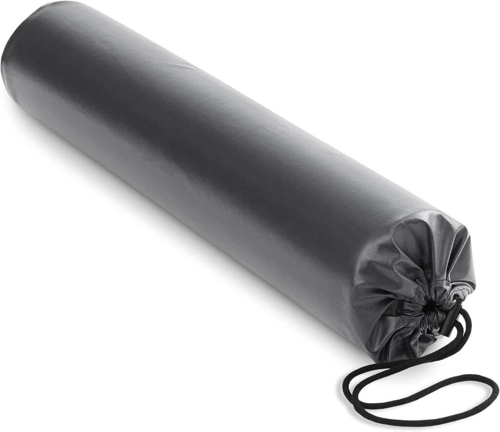 Saloniture Waterproof Cylinder Pillow Case Cover for Massage Table Bolsters - 30 x 6 Inch with Drawstring Closure, Black