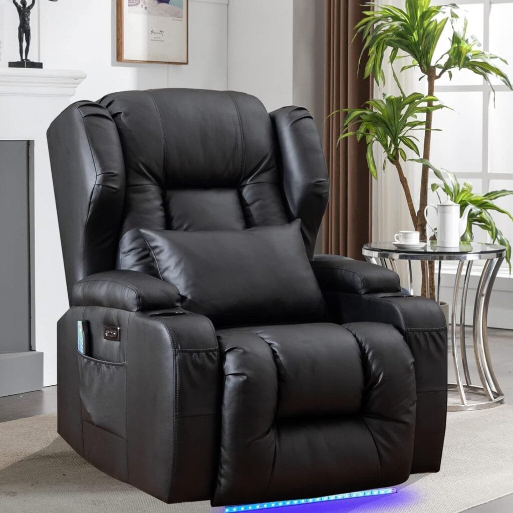 SAMERY Electric Power Recliner Chair Massage  Heating, Comfy Sleeper Chair Sofa Recliners Home Theater Seat Living Room Cup Holders/USB Ports, Lift Recliner Elderly 3HK7077BLGR Gray