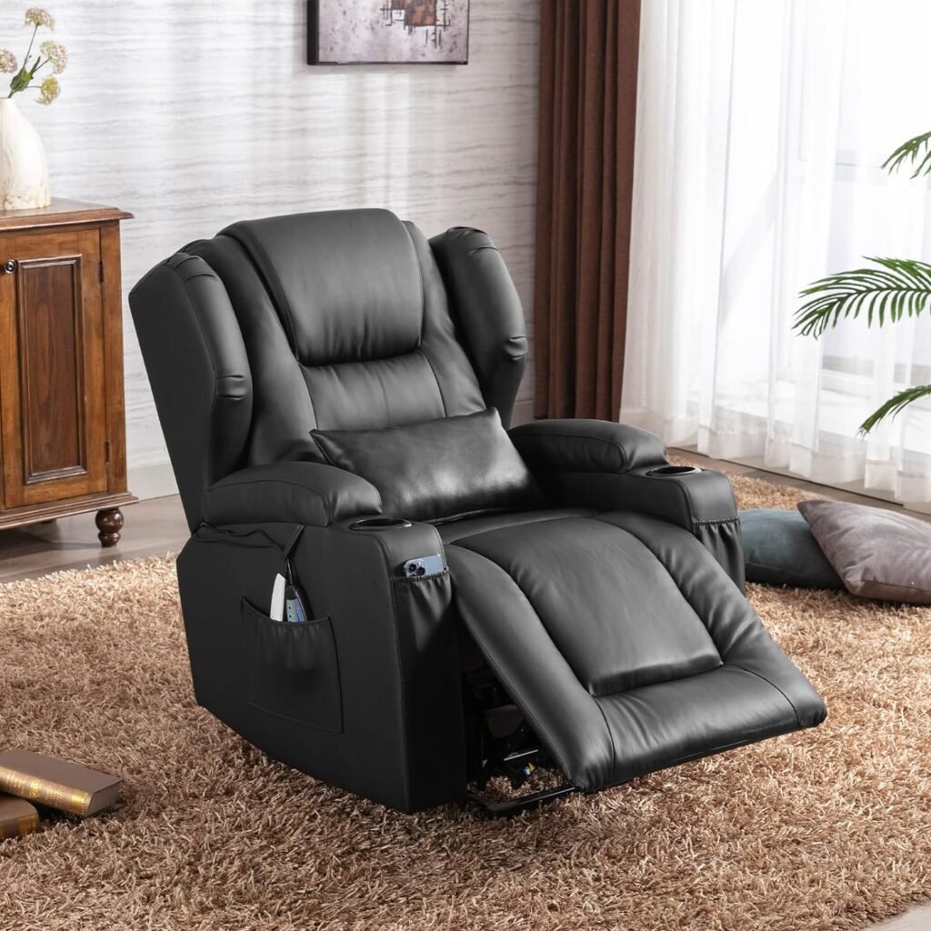 SAMERY Power Recliner Chair with Massage and Heat Velvet Electric Reclining Ergonomic Lounge Sofa Lift Chair for Elderly/Adult/Pregnant with USB Port, Pockets  Lumbar Pillow Living Room