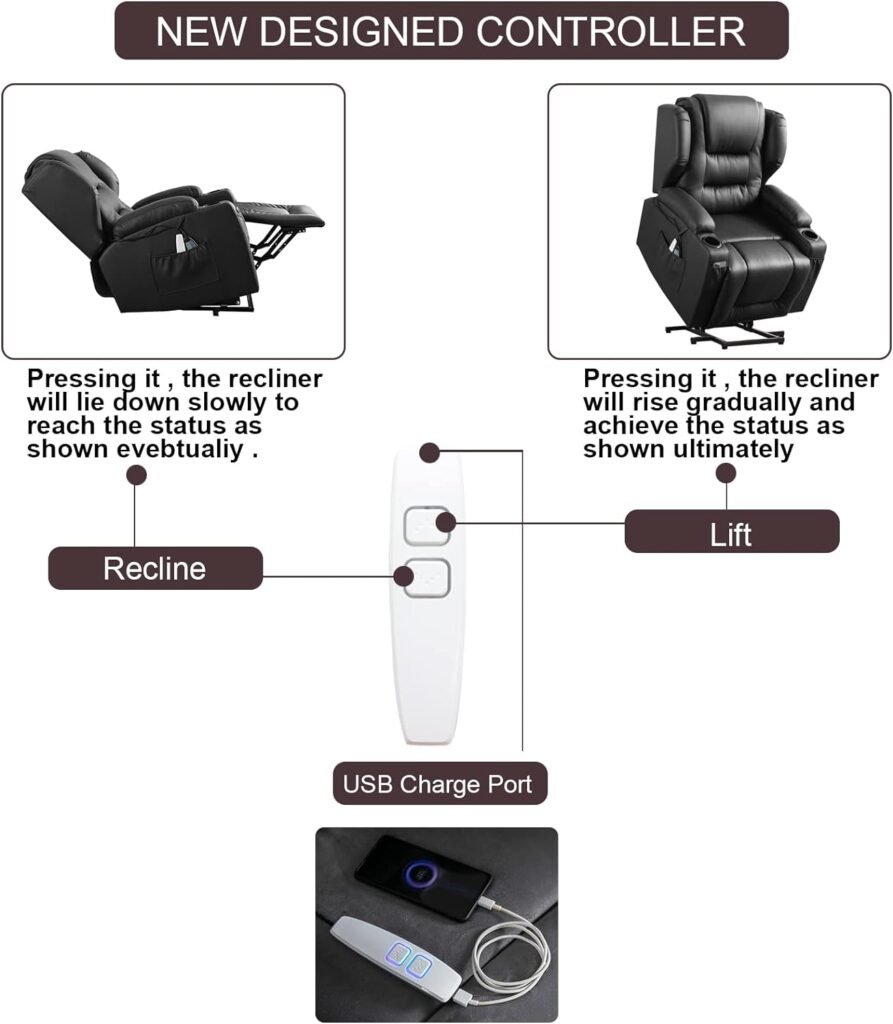 SAMERY Power Recliner Chair with Massage and Heat Velvet Electric Reclining Ergonomic Lounge Sofa Lift Chair for Elderly/Adult/Pregnant with USB Port, Pockets  Lumbar Pillow Living Room