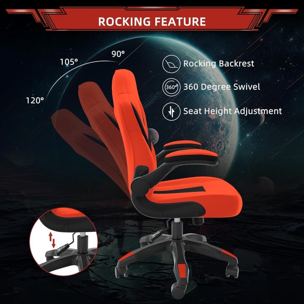 SeekFancy Gaming Chair, Computer Gaming Chair Video Game Chairs for Teens Adults, Ergonomic Gaming Chair High Back Leather Cheap Computer Office Chair, Red Silla Gamer Chair with Lumbar Support