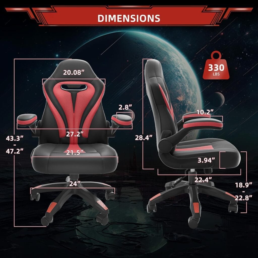 SeekFancy Gaming Chair, Computer Gaming Chair Video Game Chairs for Teens Adults, Ergonomic Gaming Chair High Back Leather Cheap Computer Office Chair, Red Silla Gamer Chair with Lumbar Support