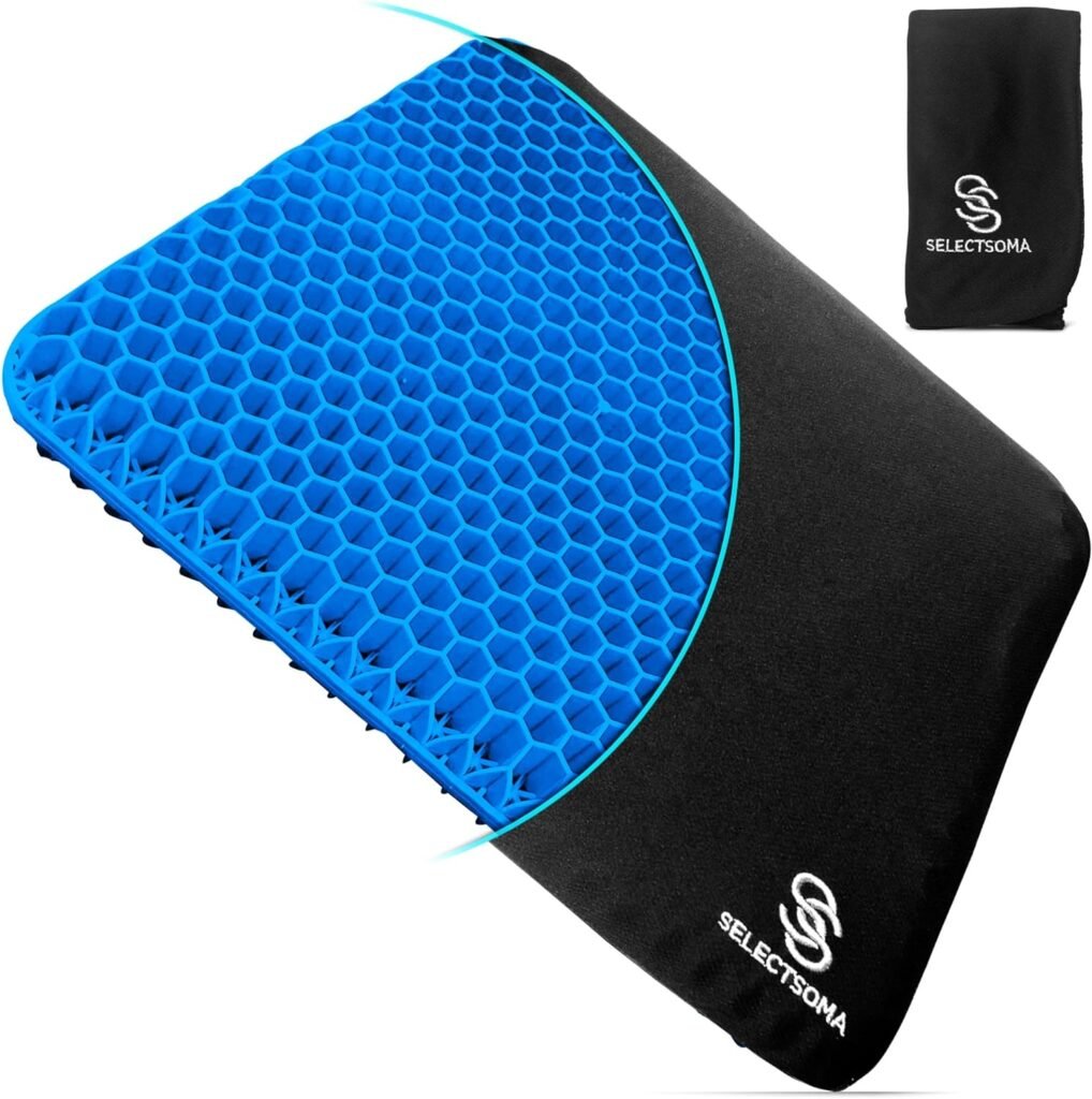 SelectSoma Gel Seat Cushion for Long Sitting Pressure Relief for Back, Sciatica, Coccyx, Tailbone Pain – Wheelchair Cushions, Car and Truck Seat Cushion, Chair Pad for Office Chairs - Egg Sitter