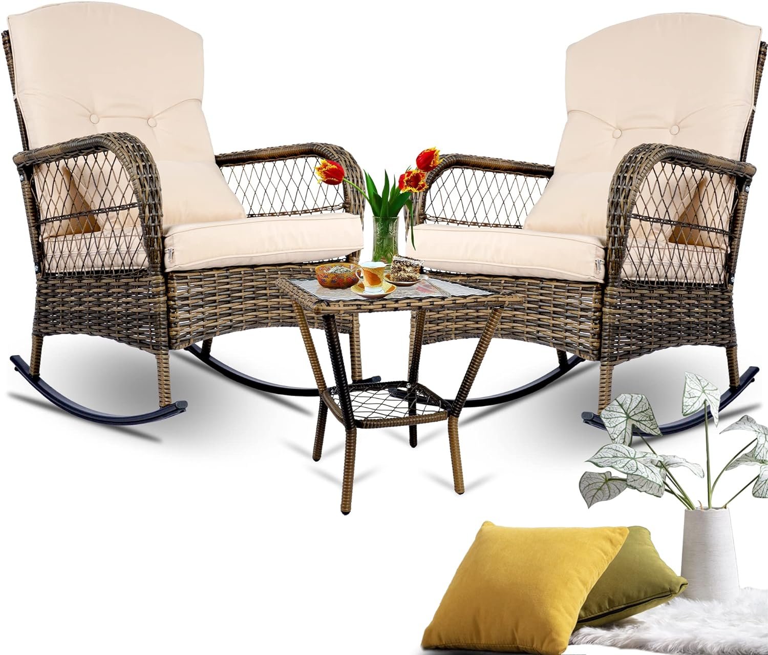 SENSWEET Outdoor Wicker Rocking Chairs Review