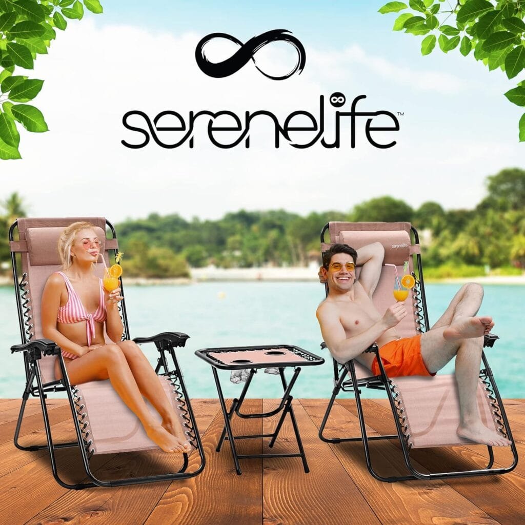 SereneLife Zero Gravity Lounge Chair, One Size, Brown