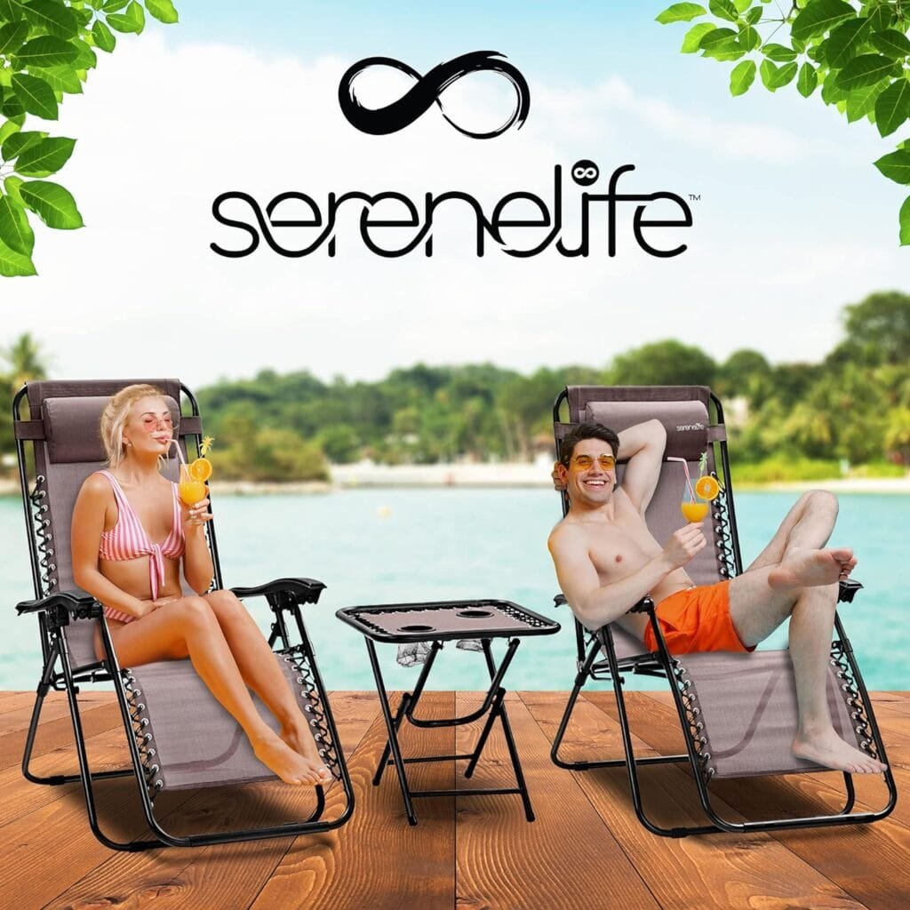 SereneLife Zero Gravity Lounge Chair, One Size, Brown