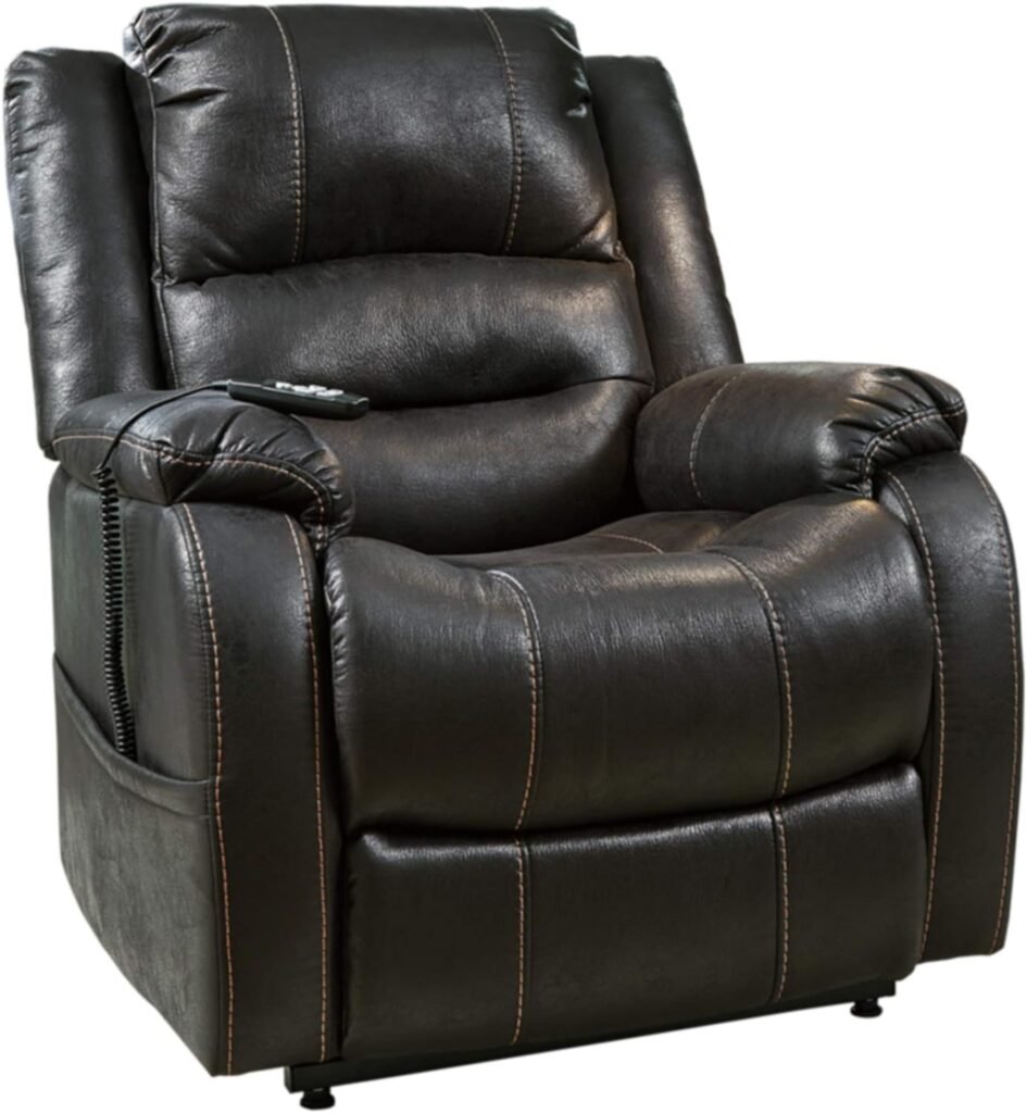 Signature Design by Ashley Yandel Faux Leather Electric Power Lift Recliner for Elderly, Black