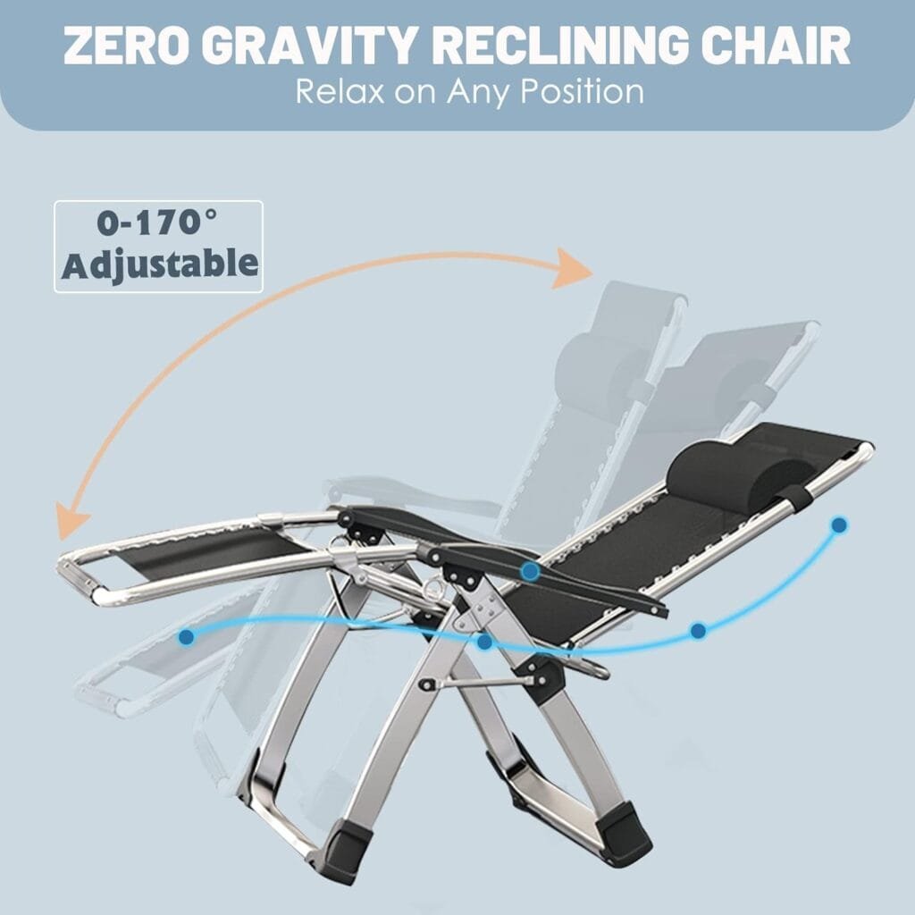 Slsy Zero Gravity Chair, Reclining Lounge Chair with Removable Cushion  Tray for Indoor and Outdoor, Patio Recliner Folding Reclining Chair