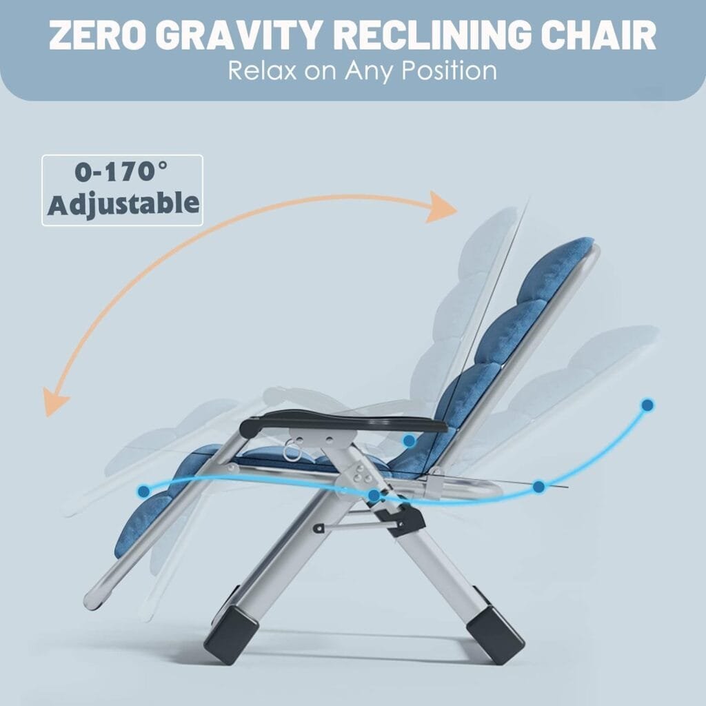 Slsy Zero Gravity Chair, Reclining Lounge Chair with Removable Cushion  Tray for Indoor and Outdoor, Patio Recliner Folding Reclining Chair