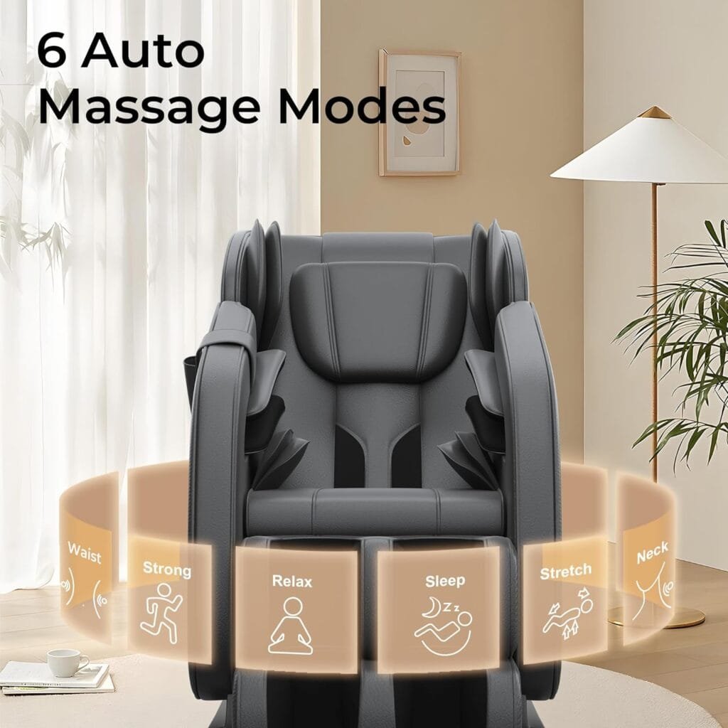 SMAGREHO Massage Chair Recliner with Zero Gravity, Full Body Air Pressure, Heat and Foot Roller Included, Brown