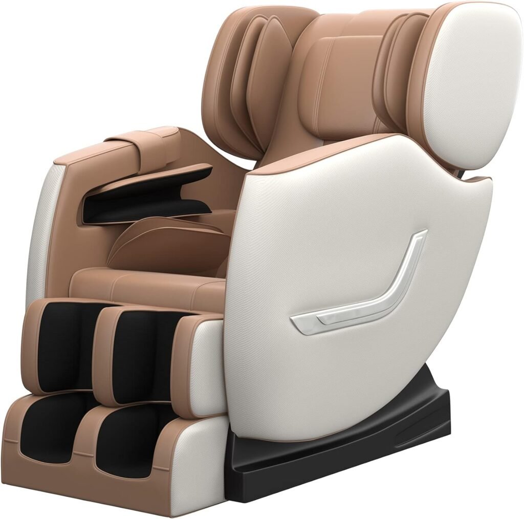 SMAGREHO Massage Chair Recliner with Zero Gravity, Full Body Air Pressure, Heat and Foot Roller Included(Brown)