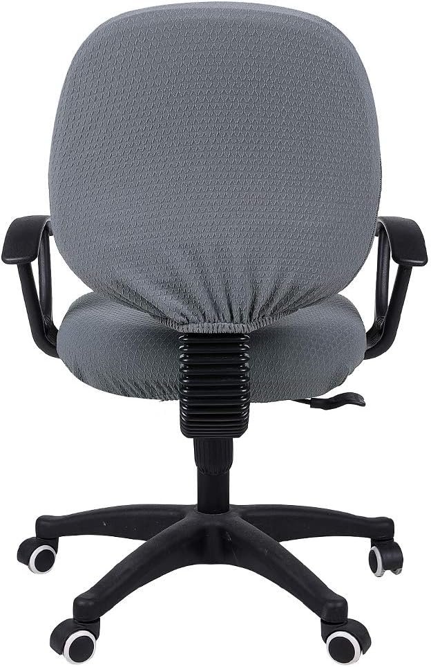 smiry Stretch Jacquard Office Computer Chair Seat Covers, Removable Washable Anti-dust Desk Chair Seat Cushion Protectors - Black