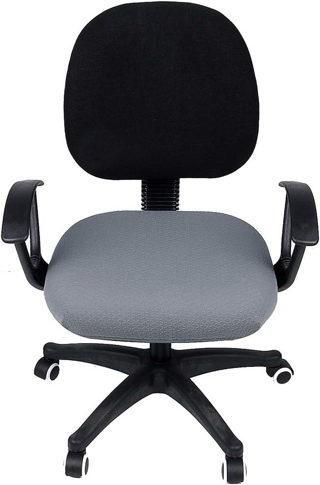 smiry Stretch Jacquard Office Computer Chair Seat Covers, Removable Washable Anti-dust Desk Chair Seat Cushion Protectors - Black