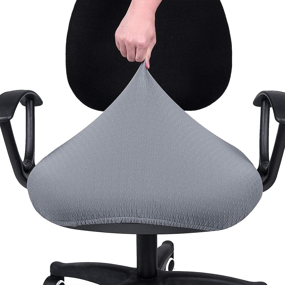 smiry Stretch Jacquard Office Computer Chair Seat Covers, Removable Washable Anti-dust Desk Chair Seat Cushion Protectors - Black