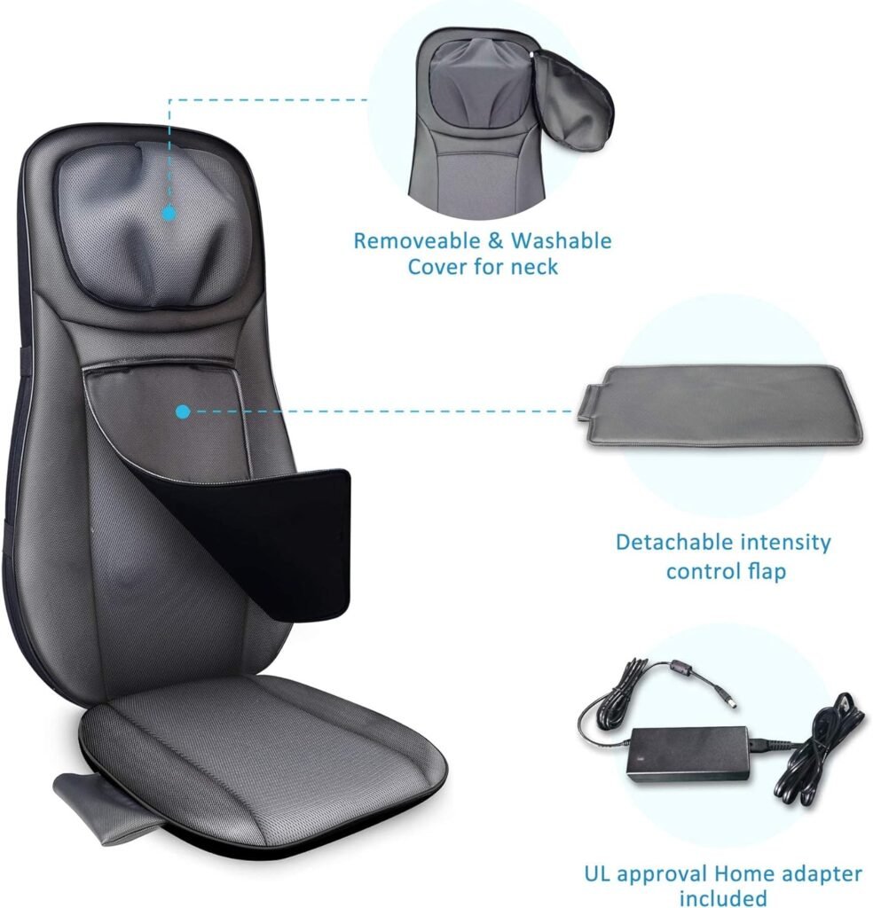 Snailax Shiatsu Neck Back Massager with Heat, APP Control, Full Body Massage Chair Pad with Adjustable Height, Deep Kneading  Rolling Massage Seat Cushion for Back Pain, Seat Chair Massager, Gifts