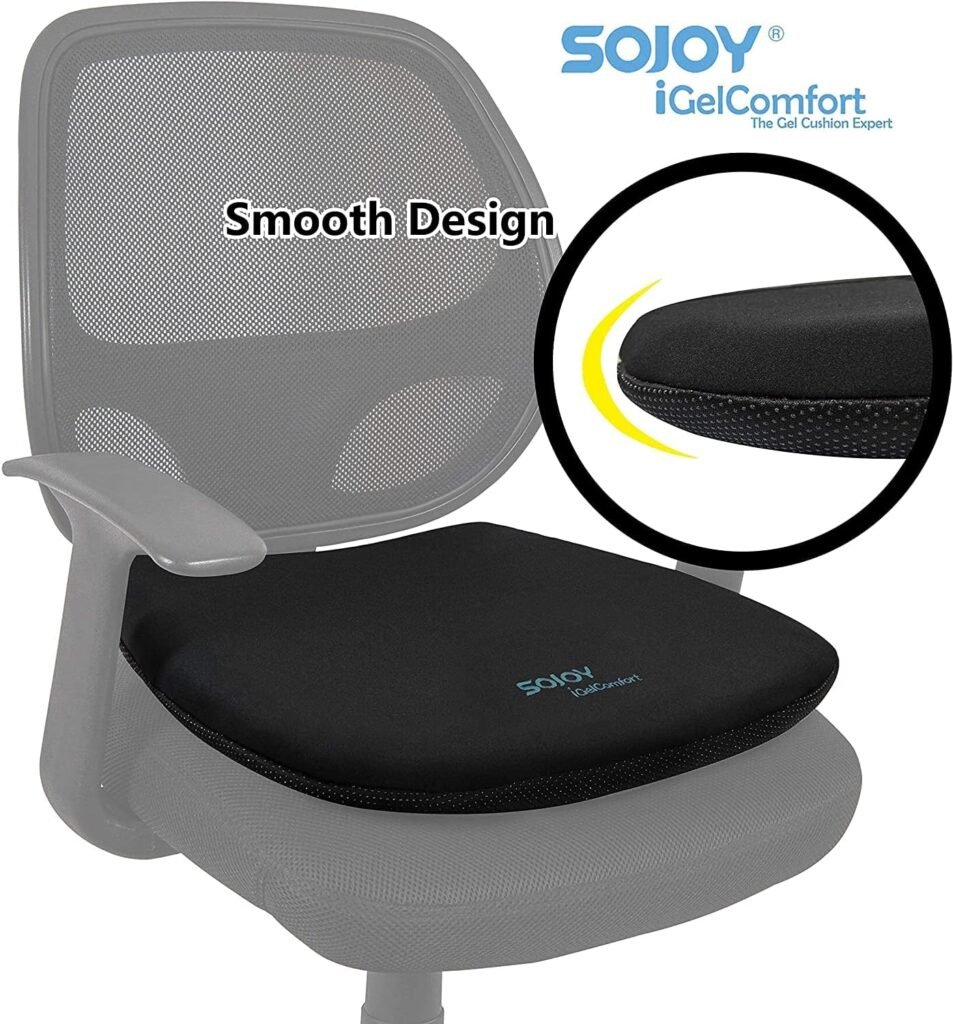 Sojoy Firm Coccyx Gel Seat Cushion- Orthopedic Memory Foam Chair Cushions for Home Kitchen Office Desk Car Truck Airplane (Black)