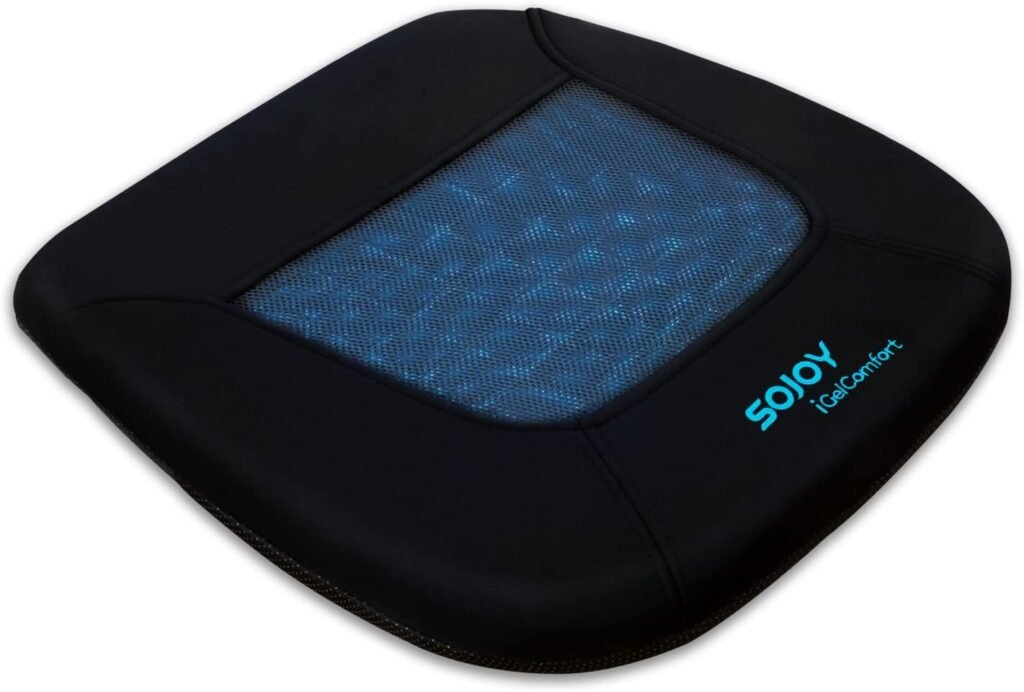 Sojoy Gel Seat Cushion for Office Chair Memory Foam Car Seat Cushion Non-Slip Coccyx Cushion for Relief and Comfort