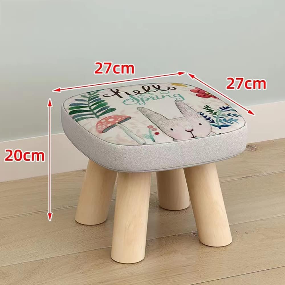 Solid Wood Stool Home Square Low Stool Cute Childrens Sofa Stool Chair Fashion Cartoon Creative Small Stool for Kids and Adult, Changing Stool Solid Wood Coffee Table Stool, Bear 330lb (Tree Stump)