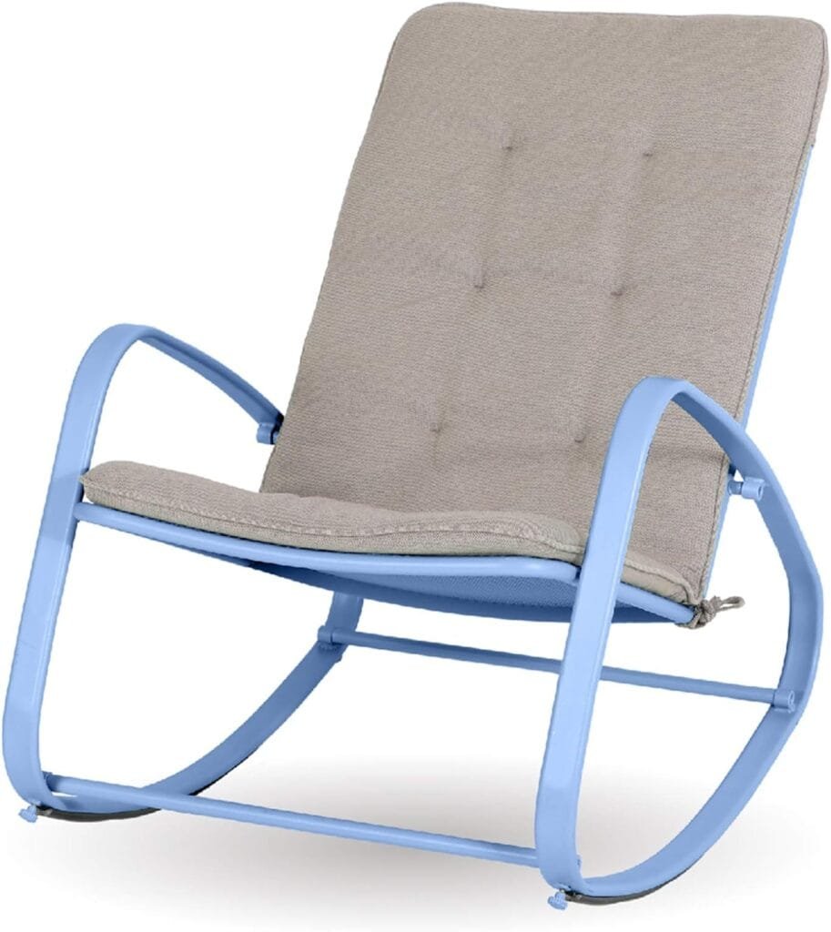 Sophia  William Outdoor Patio Rocking Chair Padded Steel Rocker Chairs Clearance Support 300lbs, Green