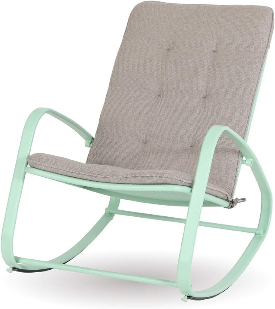 Sophia  William Outdoor Patio Rocking Chair Padded Steel Rocker Chairs Clearance Support 300lbs, Green