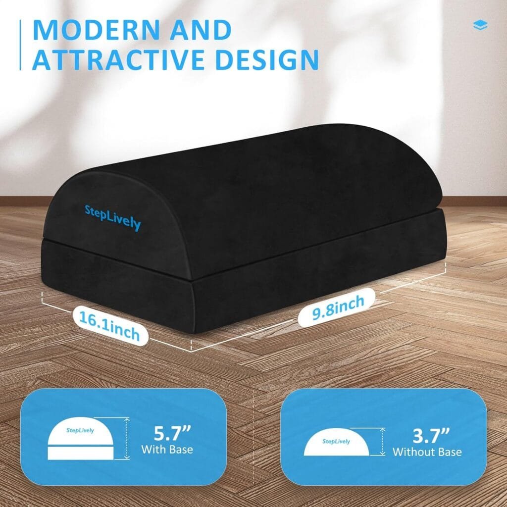 StepLively Foot Rest for Under Desk at Work, Comfortable Foot Stool with 2 Adjustable Heights, Footrest with Washable Cover, for Back  Hip Pain Relief, Suitable for Office, Home and Car (Black)