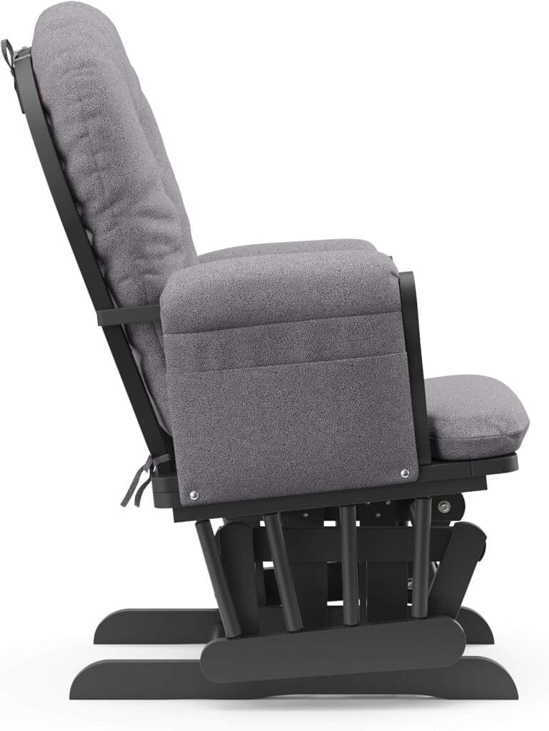 Storkcraft Premium Hoop Glider and Ottoman (White Base, Gray Cushion) – Padded Cushions with Storage Pocket, Smooth Rocking Motion, Easy to Assemble, Solid Hardwood Base