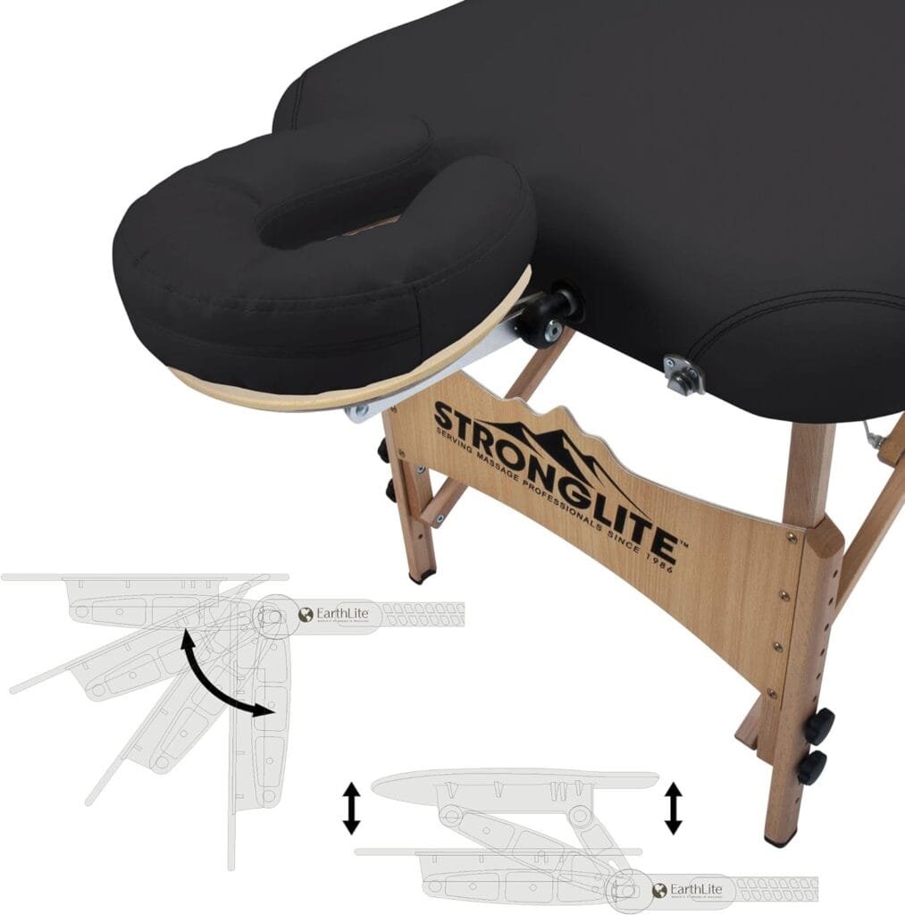 STRONGLITE Portable Massage Table Package Shasta - All-In-One Treatment Table w/ Adjustable Face Cradle, Pillow  Carrying Case, Black
