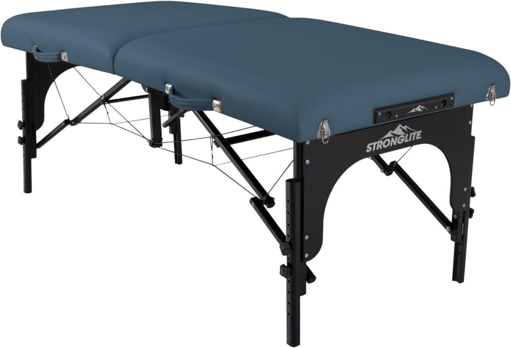 STRONGLITE Premier Portable Massage Table - Highest-Strength, 3 Deluxe Foam System, Incl. Flex-Rest Headrest  Memory Foam Pillow (31 x 73)