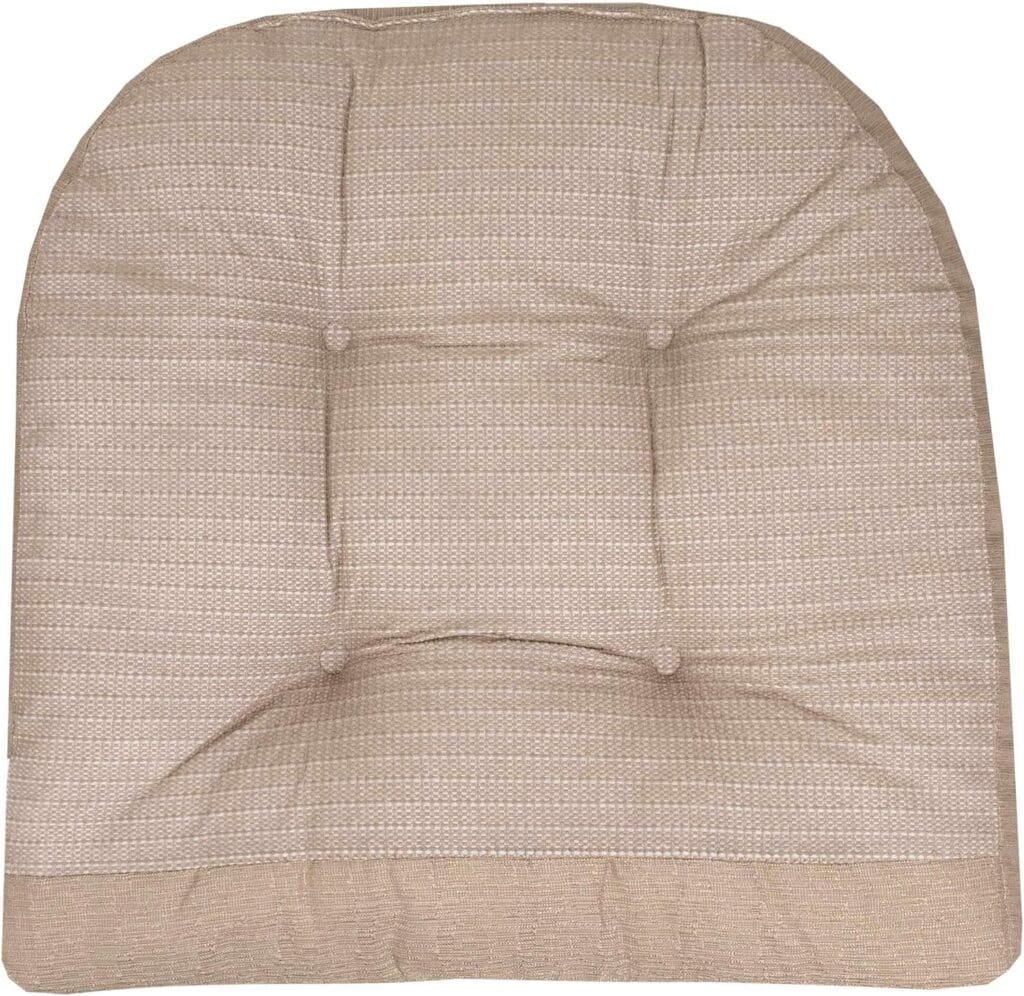 Sweet Home Collection Rocking Chair Cushion Premium Tufted Pads Non Skid Slip Backed Set of Upper and Lower with Ties, 1 Count (Pack of 1), Taupe