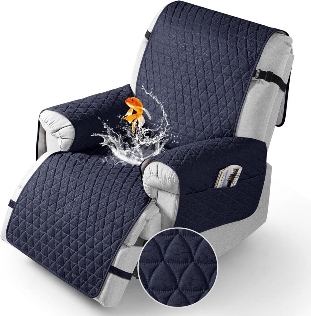TAOCOCO 100% Waterproof Recliner Cover - Recliner Cover with Non-Slip Granule, Recliner Chair Covers with Elastic Band, Recliner Chair Covers for Reclining Chair, Recliner Covers (22’’, Dark Gray)