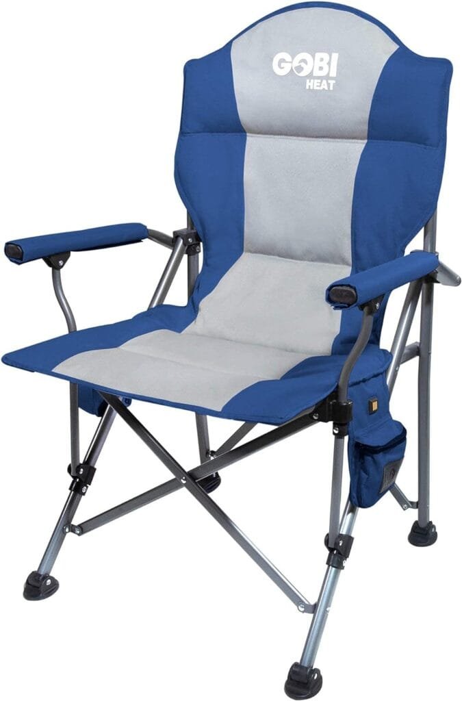 Terrain Heated Camping Chair - 9 hrs of Heat | with Battery  Charging Cable | 3 Heat Settings (Midnight)