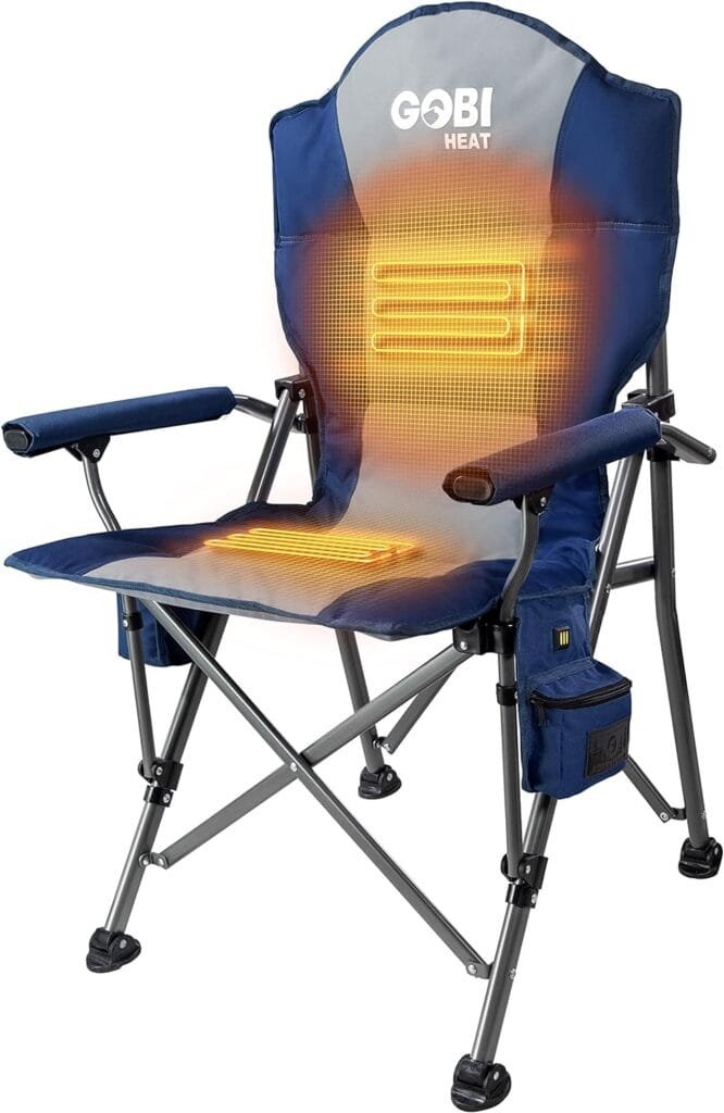 Terrain Heated Camping Chair - 9 hrs of Heat | with Battery  Charging Cable | 3 Heat Settings (Midnight)