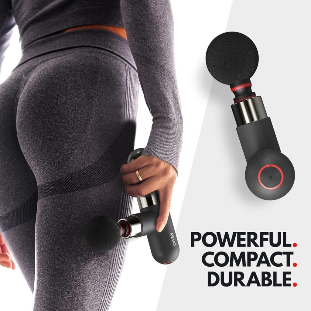The Pill by REVO - Handheld Deep Tissue Electric Massage Gun with 4 Attachments - Powerful, Sleek, Ergonomic, Lightweight - Compact and Easy to Hold Percussion Muscle Massager