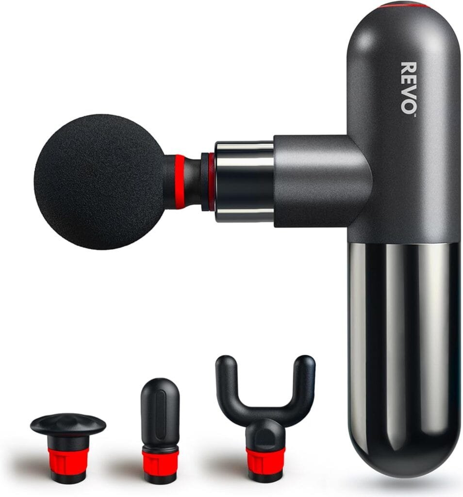 The Pill by REVO - Handheld Deep Tissue Electric Massage Gun with 4 Attachments - Powerful, Sleek, Ergonomic, Lightweight - Compact and Easy to Hold Percussion Muscle Massager