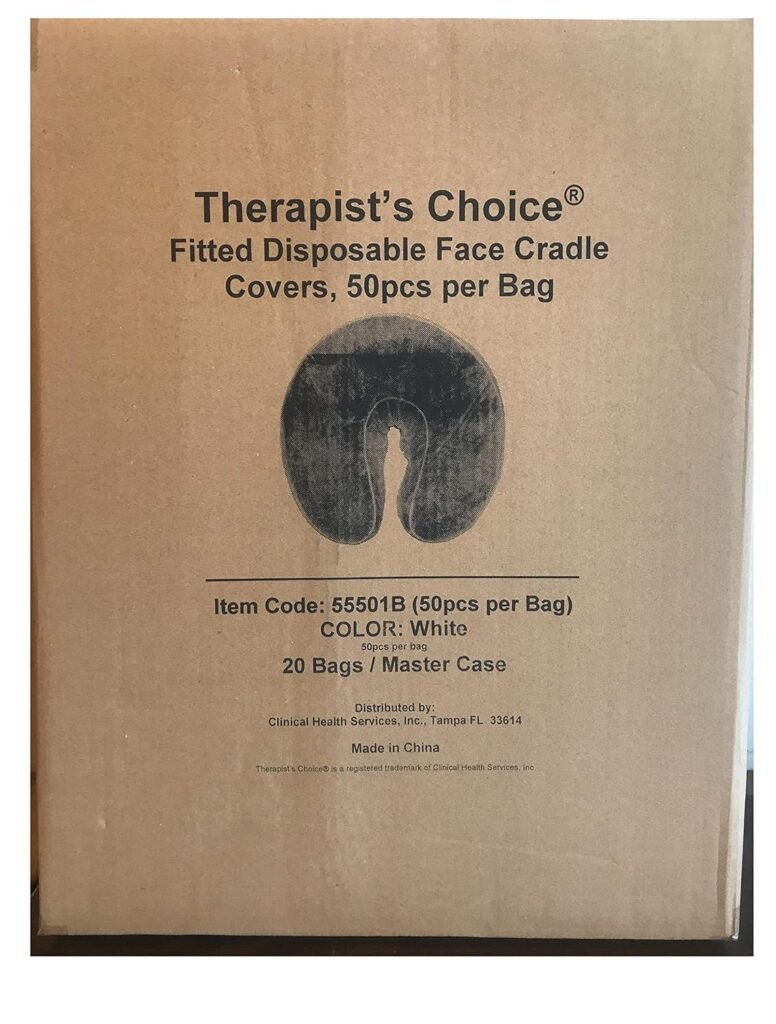 Therapists Choice Disposable Fitted Face Rest Covers, (50 pcs per Bag), Color: White (Bag of 50pcs)