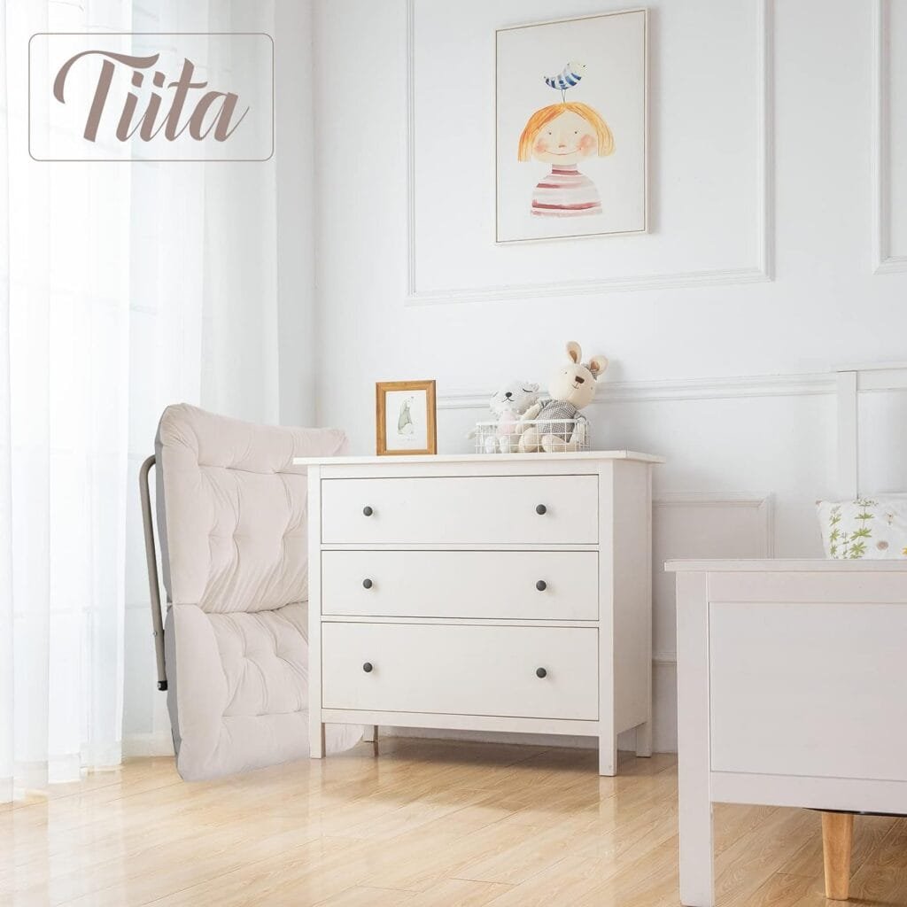 Tiita Comfy Saucer Chair, Soft Faux Fur Oversized Folding Accent Chair, Lounge Lazy Chair for Kids Teens Adults, Metal Frame Moon Chair for Bedroom, Living Room, Dorm Rooms
