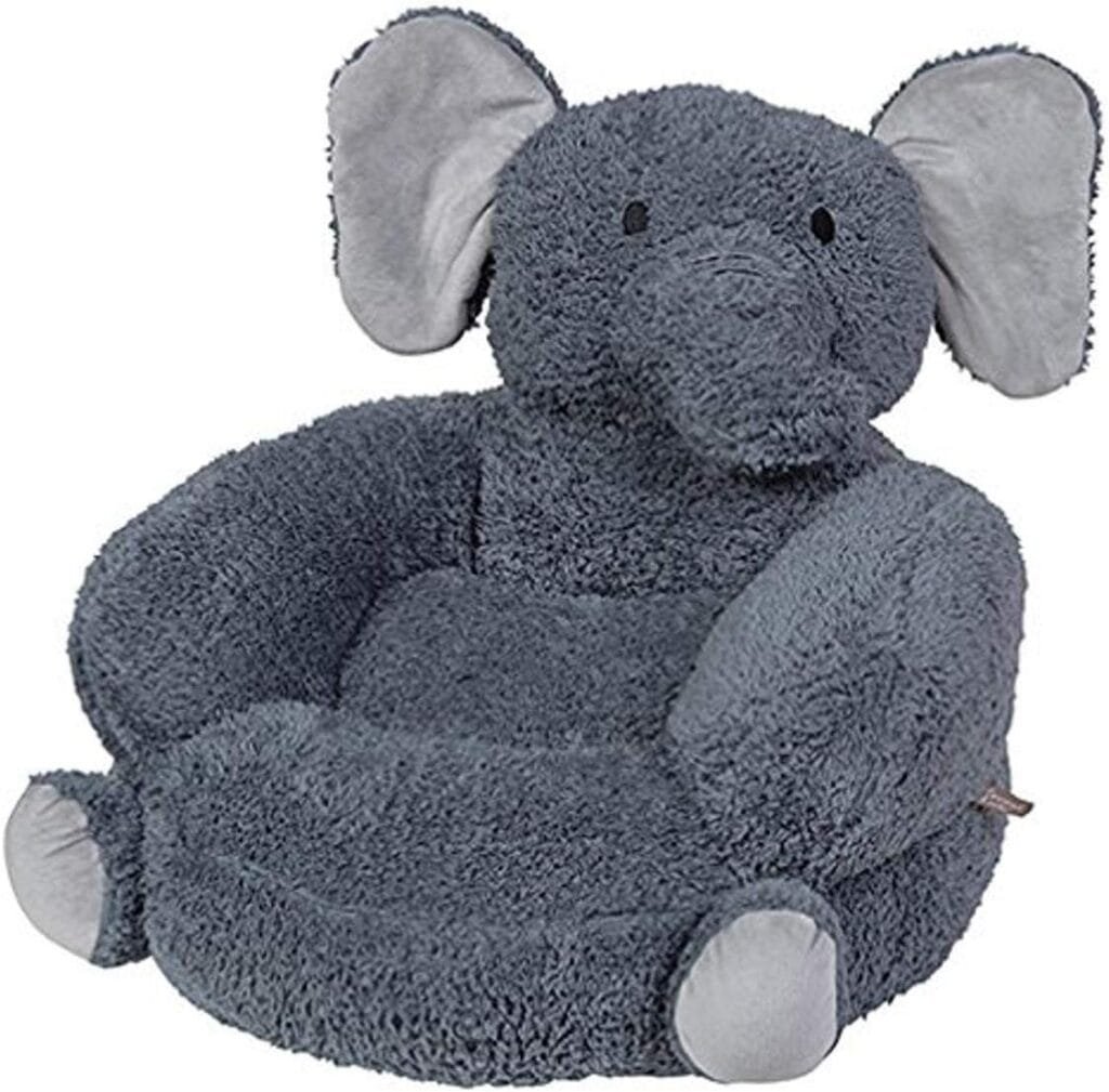 Trend Lab Elephant Toddler Chair Plush Character Kids Chair Furniture for Boys and Girls, 19 in x 20 in x 16 in